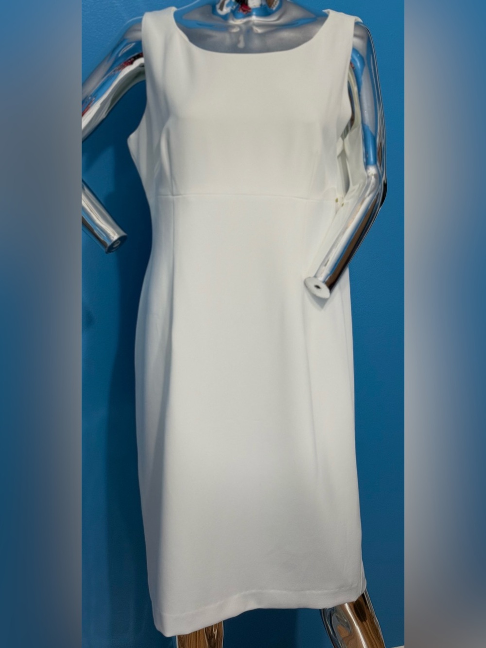 NWT Kasper Elegant Winter White Sheath Dress 14